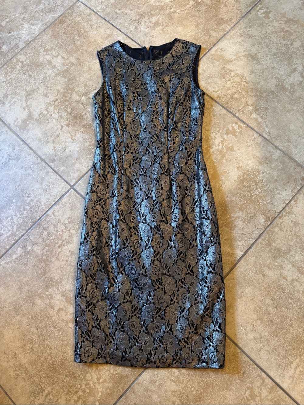 White House Black Market Black Lace Sheath Midi Dress